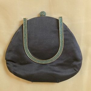Vintage Silk Blue Clutch